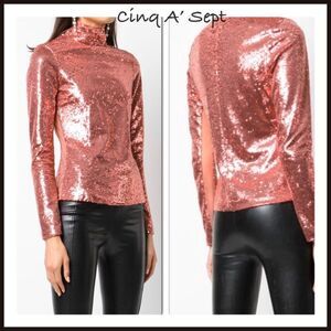 NEW Cinq A’ Cept Joan pink sequins top S